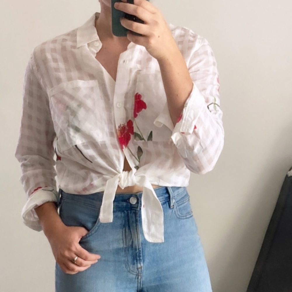 Rails Tie-Front Button Down Crop Top NWOT